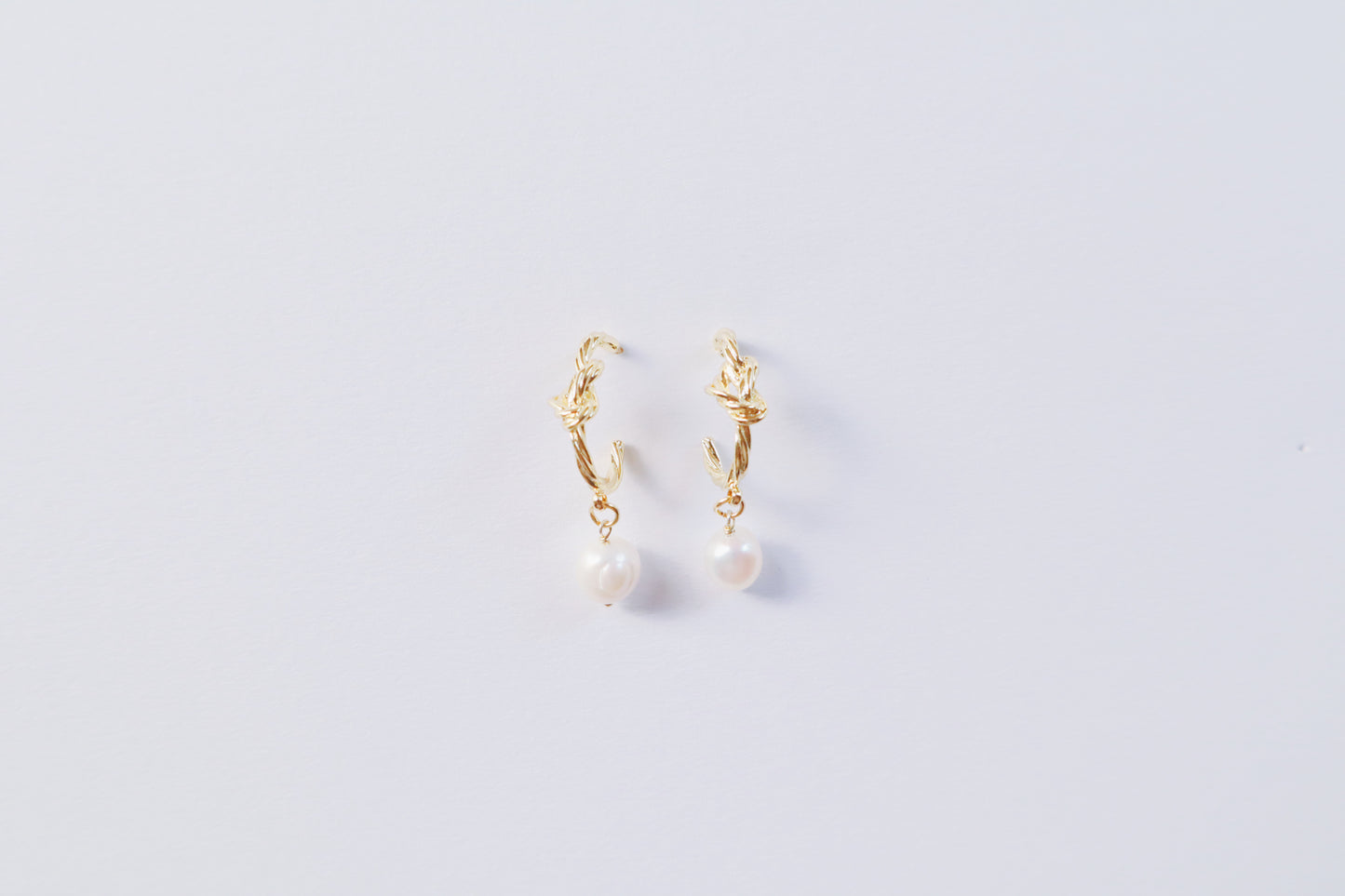 Twist Hoops Gold & Pearl Earrings